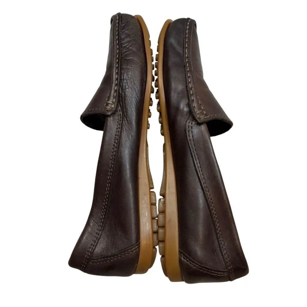 Ladies Tre Danari Positano Brown Leather‎ Driving Loafers Size 38